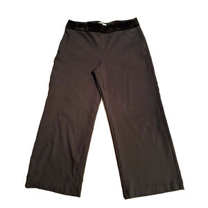 Haver + Blair Black Wide Leg Cropped Pants Pull on sz L velvet waistband career